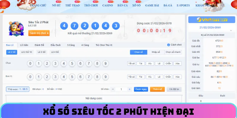 Xổ số Siêu Tốc 2 Phút hiện đại